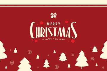 Christmas design background with pine tree decoration on a red background. Can be used for greeting cards and packaging design.