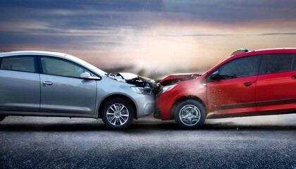Naklejka premium Two Vehicles Meet Their Fate: A Powerful Car Crash