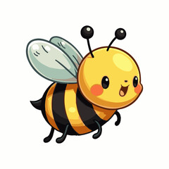 Obraz premium Yellow bee mascot cartoon logo vector template on white background