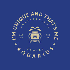 Aquarius zodiac sign emblem design