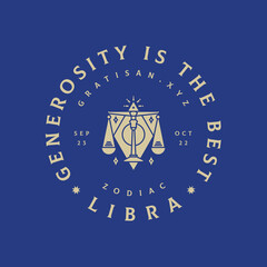 Libra zodiac sign emblem design