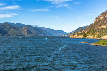 Columbia River on the border of the states of Oregon and Washington. View from Washington side