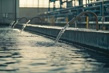 Selective focus waste water sewage from industrial factory, Water treatment system pool, Water polluted drainage from household use.