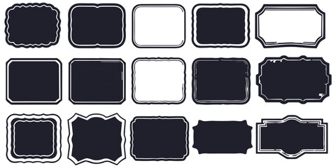 A Black and White Set of vintage label frames Design elements for greeting cards or invitations Decorative stock illustrations and white background
