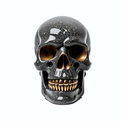 Fototapeta premium Skull made of granite. Isolated on white background. Front view, Digital illustration.