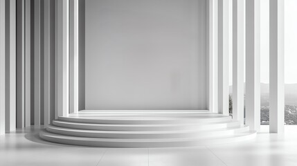 Fototapeta premium Minimalistic podium with monochrome tones and sharp lines