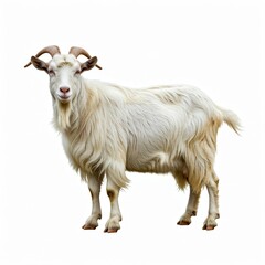 Obraz premium white goat standing isolated on white background