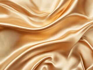 Fototapeta premium A smooth, golden satin fabric displaying elegant folds and a luxurious sheen.