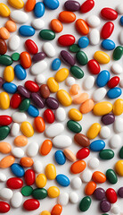 Fototapeta premium A Close-Up of Colorful Pills and Capsules Scattered on a White Background
