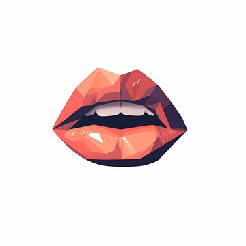 Female mouth naive cubistic style vector illustration isolated Image