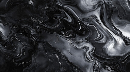 Obraz premium A black and white abstract painting with a lot of swirls and lines