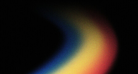 Glowing red yellow blue grainy gradient background  dark grunge noise texture header poster banner design