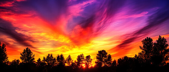 Obraz premium Breathtaking Natural Landscapes: Vibrant Sunsets, Serene Forests, and Colorful Ocean Views with Stunning Skies and Tranquil