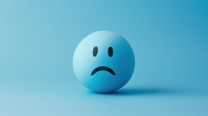 Fototapeta premium Blue Monday captures the essence of postholiday blues with its sad emoji face, evoking feelings of melancholy in wintertime.