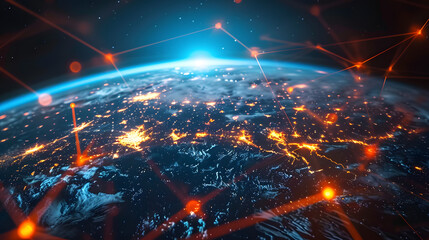 Obraz premium worldwide network connection, digital art illustration