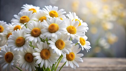 Fototapeta premium A simple yet elegant bunch of fresh daisies with yellow centers and white petals, daisy arrangement, white and yellow flowers, simple decor, casual elegance, daisy bouquet