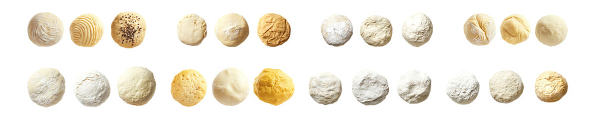 Obraz premium Set of Raw dough collection isolated on transparent background