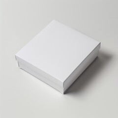 Naklejka premium Flat Square White Packaging Carton Prototype on Clean Background Generative AI
