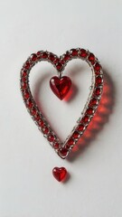 Obraz premium Heart, White, Red, Pendant, Keychain, Greeting, Holiday, Background