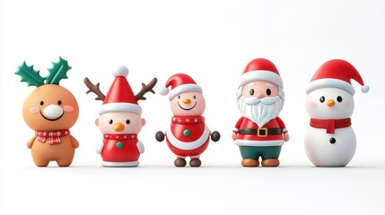 Obraz premium Cute Christmas Characters for Festive Decor