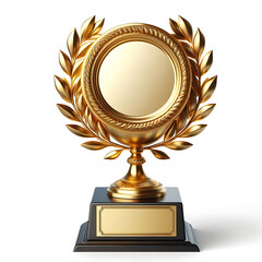 Champion award gold cup isolated on white background.