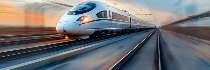 Fototapeta premium Manifestation of Speed and Engineering: The Modern High-Speed Train in Motion