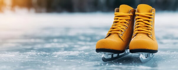 Practicing technical moves on a winter lake, the frozen surface perfect for precision skating, ice skating  winter  technique, winter training
