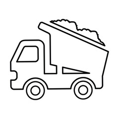 Dump Truck Icon In Outline Style
