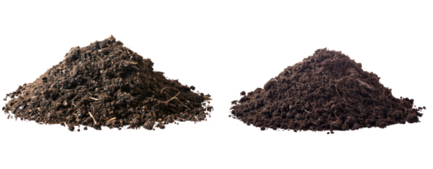 set of two pile soil dirt isolated cut out transparent background