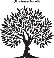 Obraz premium Olive tree silhouette vector isolated on white background