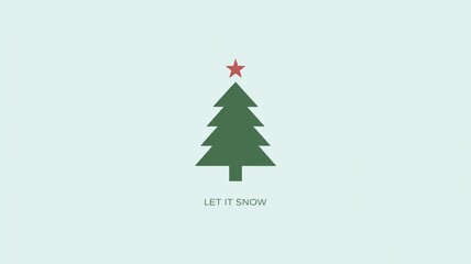 Obraz premium Minimalist holiday card, lone green Christmas tree
