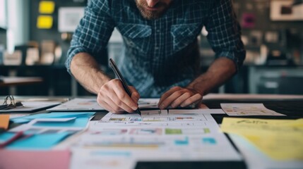 Obraz premium A mobile app business plan focuses on the app development process.