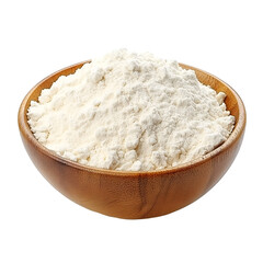 White flour in wooden bowl