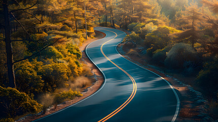 winding road symbolizing the journey to success, lined with milestones representing determination and motivation. Ideal for illustrating the concept of achievement and perseverance