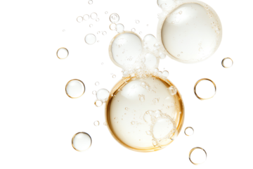 Bubbles and sparkling water in clear, isolated background, perfect for refreshing drink visuals.