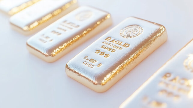 Polished gold bars arranged neatly, showcasing luxury and wealth