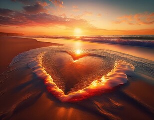 Fototapeta premium A heart drawn on the beach 