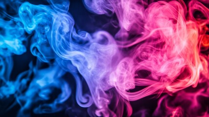 Obraz premium Abstract colorful smoke swirls on a black background.