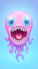 Naklejka premium A cartoonish monster with a mouth wide open and teeth showing