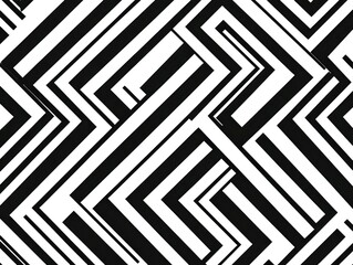 A black and white geometric pattern featuring interlocking zigzag lines.