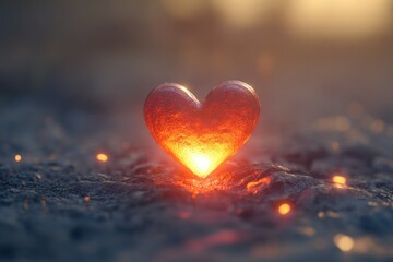 Fototapeta premium Love symbol 3D heart with a soft glow surrounding the edges for a warm and inviting feel
