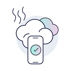 Air Quality Monitoring Icon &ndash; Smartphone and Air Particles, Representing Smart Home Air Quality Sensor