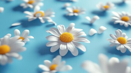 A vibrant arrangement of daisies on a blue background, showcasing nature's beauty.