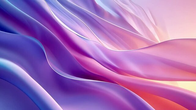 Digital abstract with smooth, flowing waves in vibrant shades of purple and pink, creating a soothing, dynamic effect.