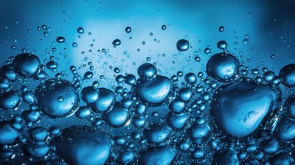 Close-Up of Bubbles in Blue Water Wave