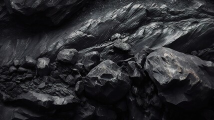 Close-Up of Rough Black Stone Texture