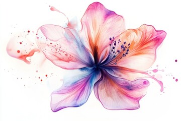 Naklejka premium Artistic interpretations of watercolor flowers with vibrant splashes and unique shapes, capturing the beauty of nature in abstract form