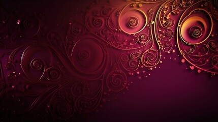 Elegant Dark Magenta Gradient with Golden Swirl Patterns