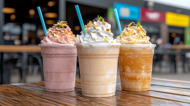 Delightful summer treats indulging in flavorful milkshakes and creamy frappes to beat the heat with tasty toppings