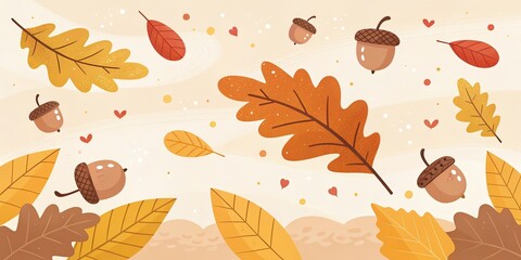 minimalist cute cartoon fall background